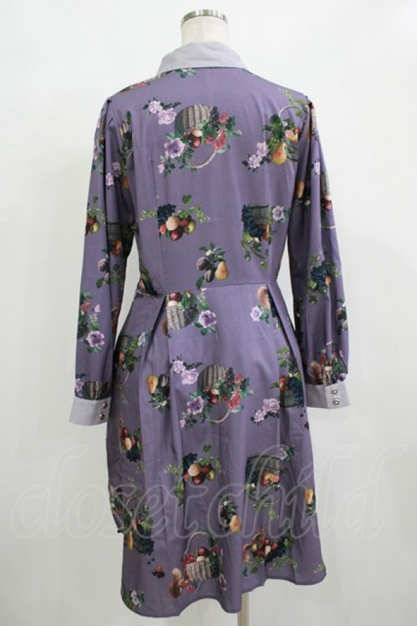 画像3: axes femme POETIQUE / ラ レコルト柄シャツワンピース M パープル H-25-12-12-1033-AX-OP-NS-ZH (3)