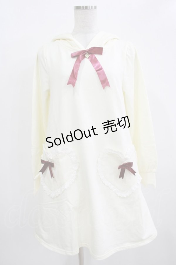 画像1: Amavel / ねこみみハートポケ裏毛ワンピース Free アイボリー H-25-12-12-1036-CA-OP-NS-ZH (1)