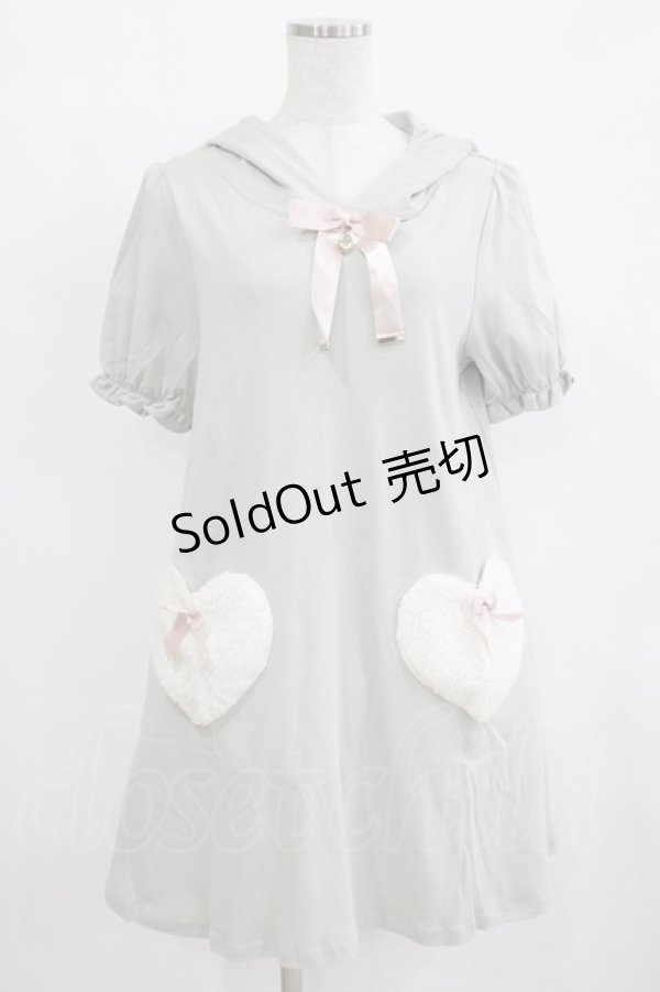 画像1: Amavel / ハートポケット ねこ耳パーカーワンピース Free グリーン H-25-12-12-1037-CA-OP-NS-ZH (1)