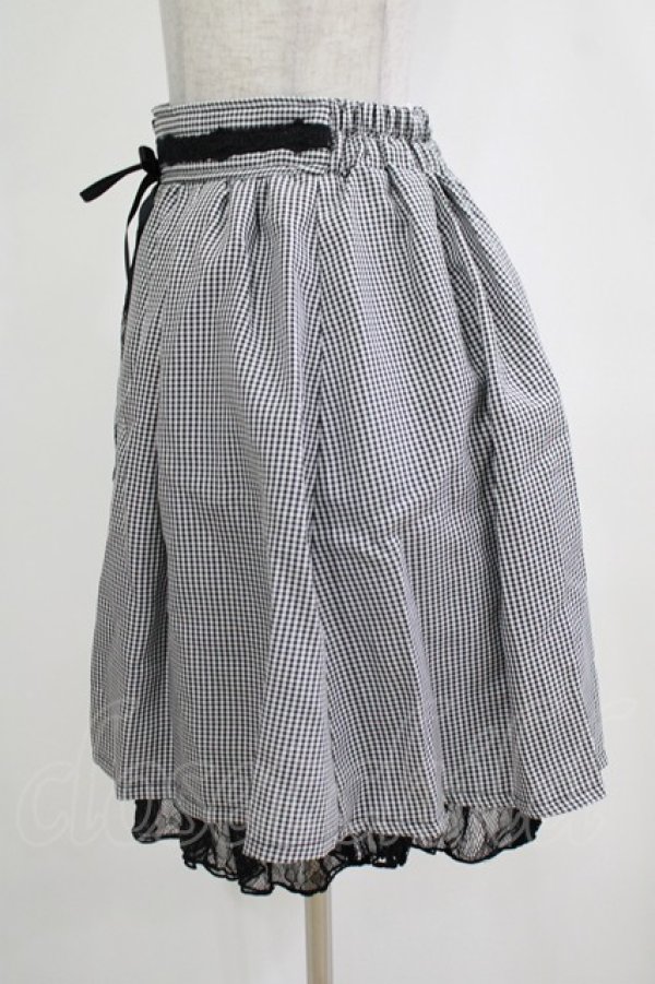 画像2: axes femme POETIQUE / ギンガム×レーススカート M ブラック H-25-12-12-1038-AX-SK-NS-ZH (2)