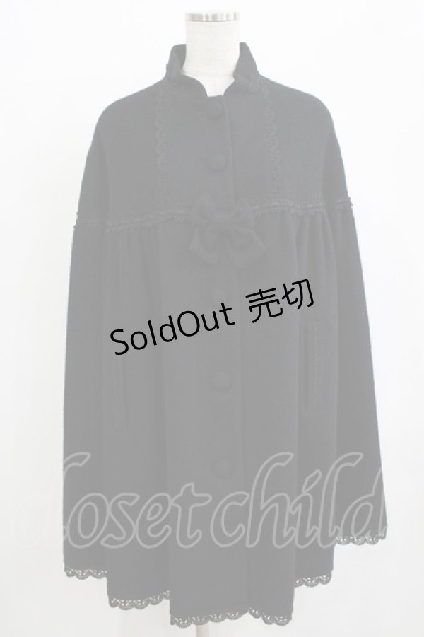 画像1: Innocent World / リボンレーススタンドカラーマント Free ブラック H-25-12-12-1041-IW-CO-NS-ZH (1)