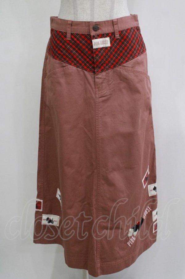 画像1: PINK HOUSE / スコッチテリア刺繍チノクロススカート M ピンク H-25-12-12-1044-LO-SK-NS-ZH (1)