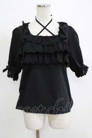 画像: Amavel / フロントクロスフリルカットソー Free ブラック H-25-12-12-1049-CA-TO-NS-ZH