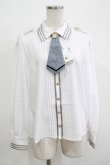 画像1: Amavel / ネクタイロゴ刺繍肩章付きブラウス Free オフ/グレー H-25-12-12-1051-CA-BL-NS-ZH (1)