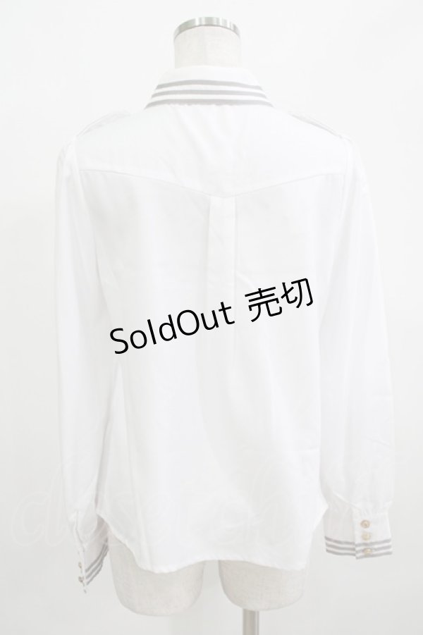 画像3: Amavel / ネクタイロゴ刺繍肩章付きブラウス Free オフ/グレー H-25-12-12-1051-CA-BL-NS-ZH (3)