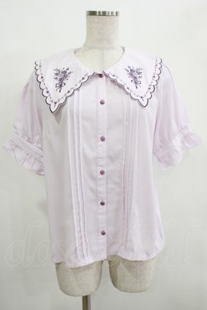 画像: axes femme POETIQUE / ブーケ刺繍スカラップ襟ブラウス M ネイビー H-25-12-12-1053-AX-BL-NS-ZH