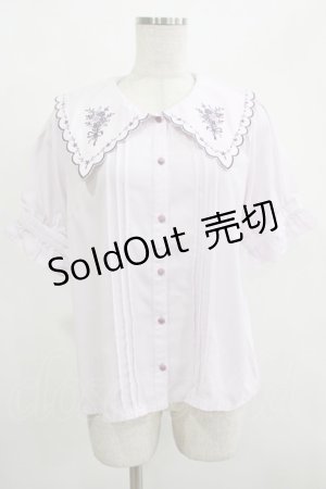 画像: axes femme POETIQUE / ブーケ刺繍スカラップ襟ブラウス M ネイビー H-25-12-12-1053-AX-BL-NS-ZH