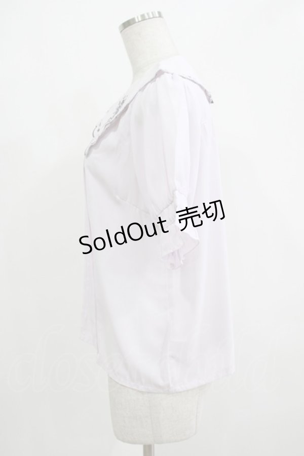 画像2: axes femme POETIQUE / ブーケ刺繍スカラップ襟ブラウス M ネイビー H-25-12-12-1053-AX-BL-NS-ZH (2)