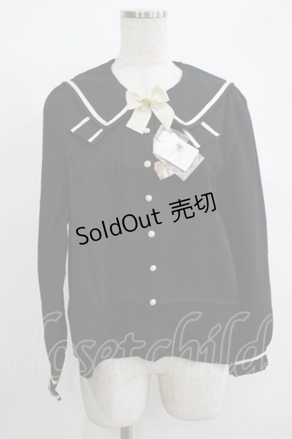 画像1: Amavel / リボン風セーラー襟ブラウス Free ブラック H-25-12-12-1054-CA-BL-NS-ZH (1)