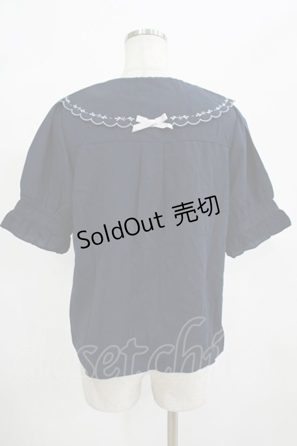 画像3: axes femme POETIQUE / ブーケ刺繍スカラップ襟ブラウス M ネイビー H-25-12-12-1055-AX-BL-NS-ZH (3)