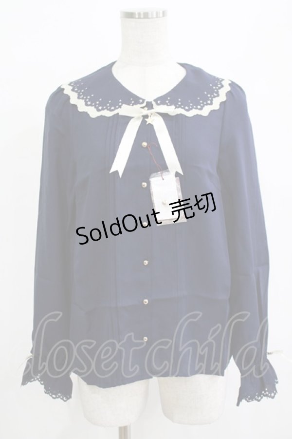画像1: Amavel / Starry Marche パフスリーブ ブラウス Free ネイビー H-25-12-12-1056-CA-BL-NS-ZH (1)