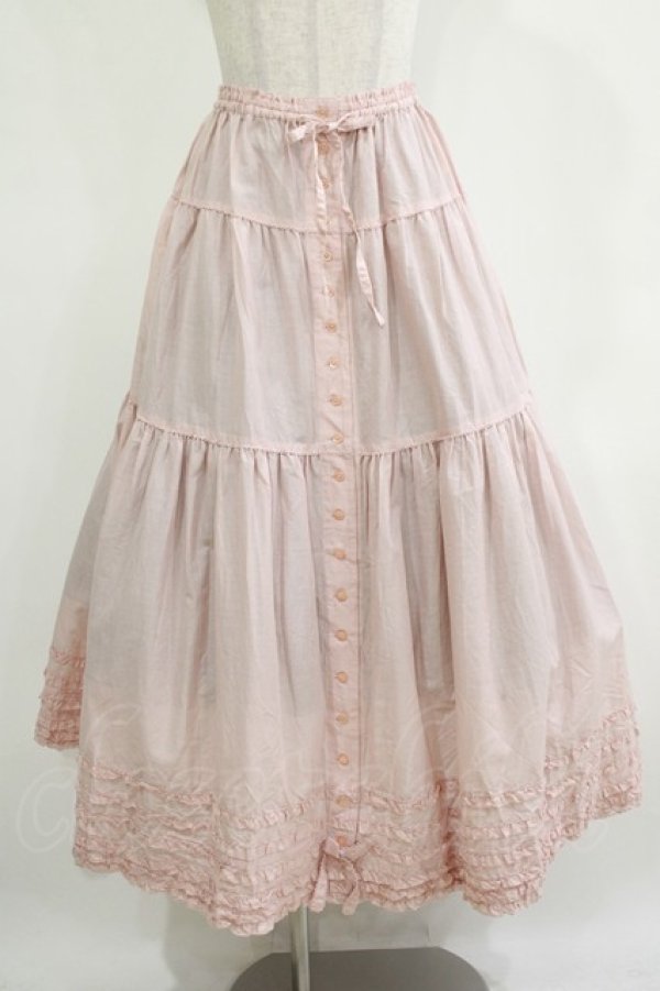 画像1: PINK HOUSE / フリル使いティアードスカート F ピンク H-25-12-12-1006-LO-SK-YZ-ZH (1)