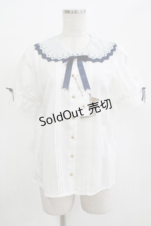 画像1: Amavel / Starry Marche パフスリーブ ブラウス Free オフ/ネイビー H-25-12-12-1058-CA-BL-NS-ZH (1)