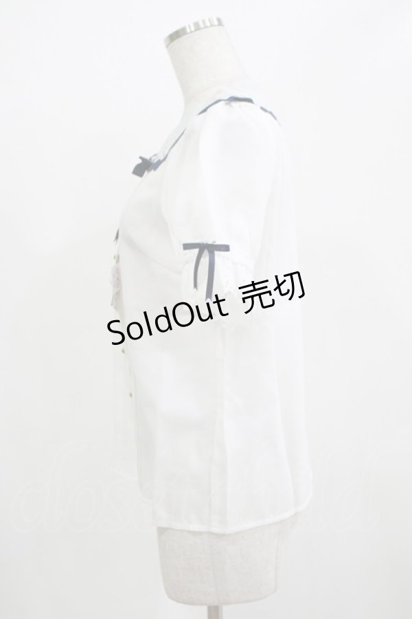 画像2: Amavel / Starry Marche パフスリーブ ブラウス Free オフ/ネイビー H-25-12-12-1058-CA-BL-NS-ZH (2)