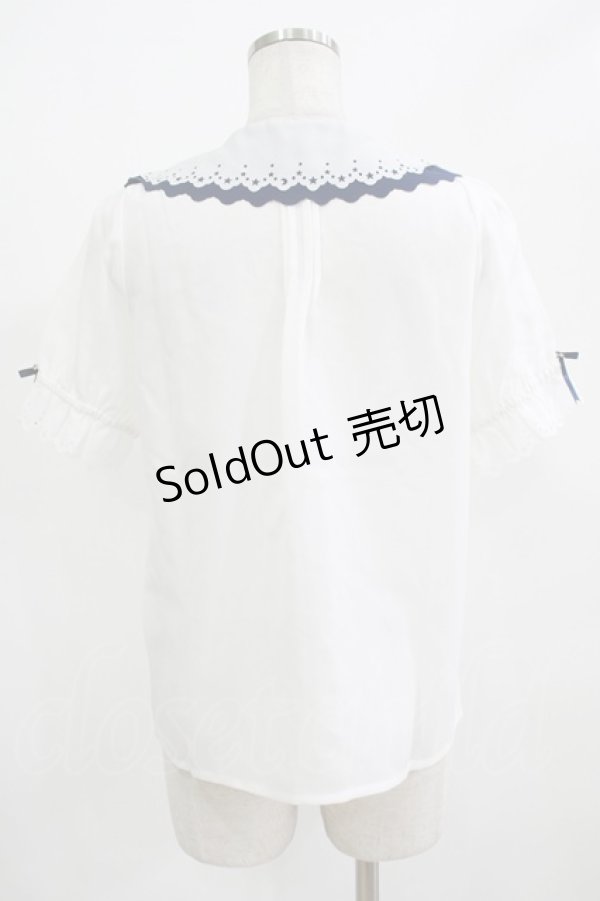 画像3: Amavel / Starry Marche パフスリーブ ブラウス Free オフ/ネイビー H-25-12-12-1058-CA-BL-NS-ZH (3)