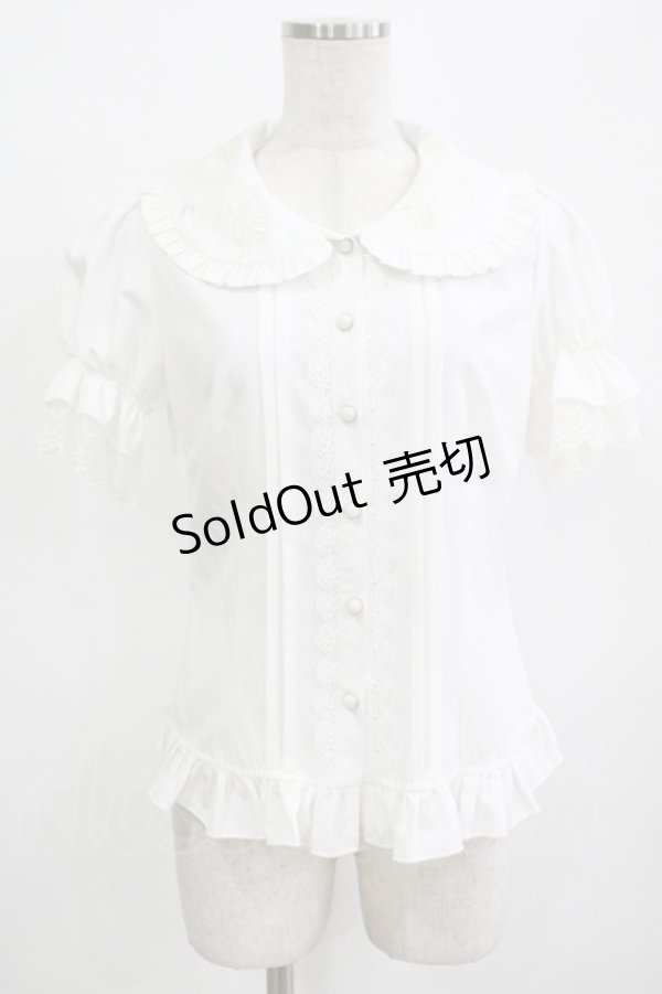 画像1: Lolitime（海外ロリータブランド） / 刺繍衿ブラウス S オフ H-25-12-12-1059-GO-BL-NS-ZH (1)