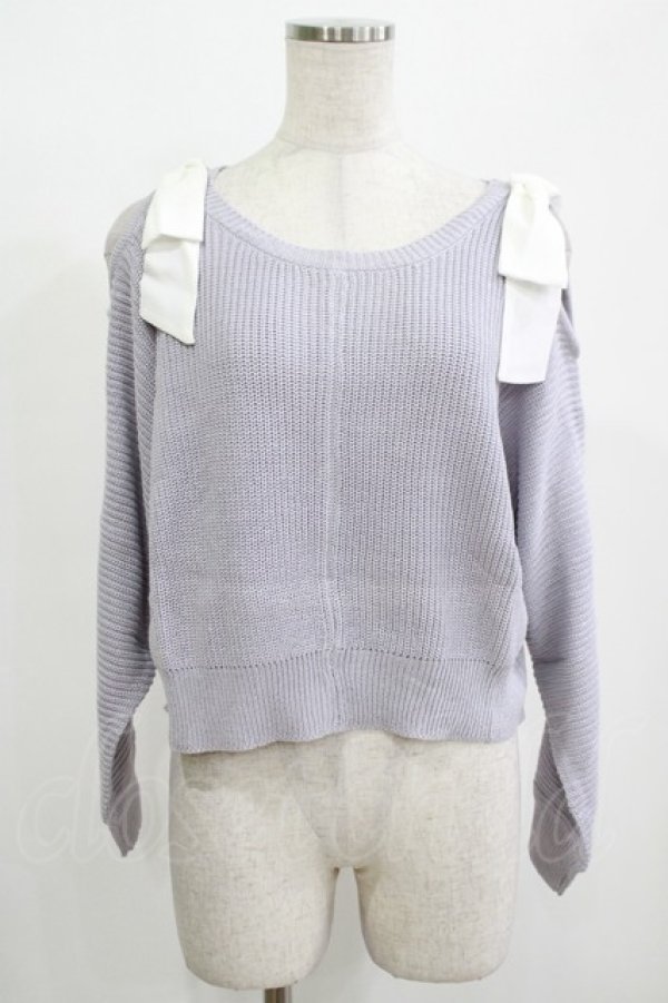 画像1: Amavel / 肩あきリボンニット Free ラベンダー H-25-12-12-1063-CA-TO-NS-ZH (1)