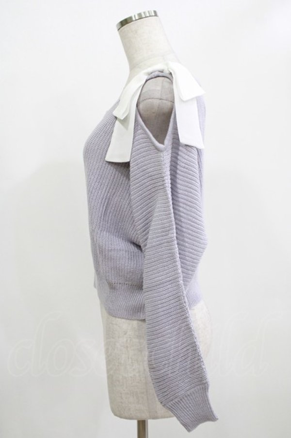 画像2: Amavel / 肩あきリボンニット Free ラベンダー H-25-12-12-1063-CA-TO-NS-ZH (2)