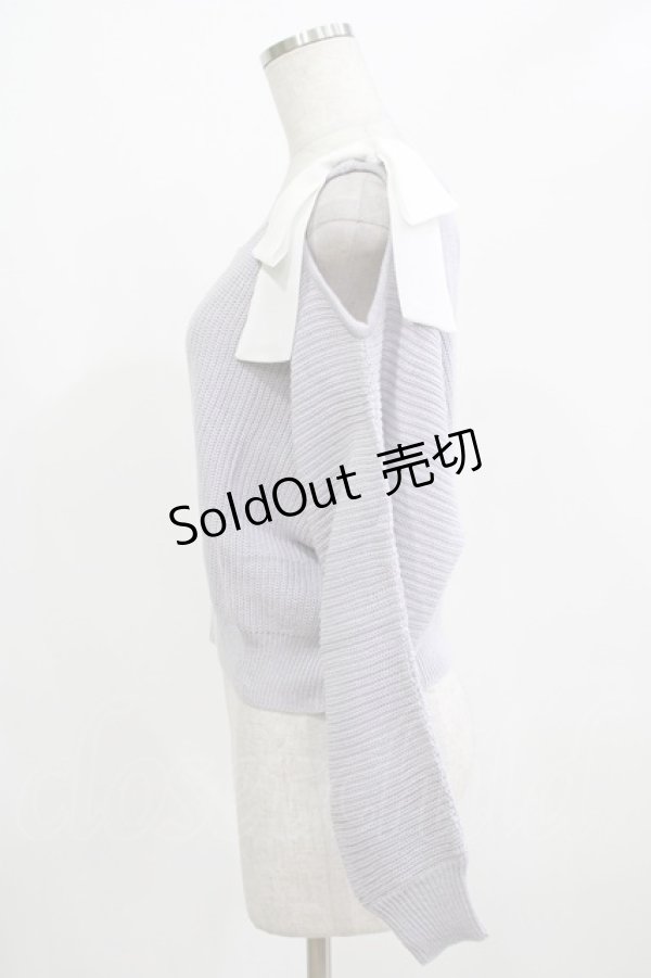 画像2: Amavel / 肩あきリボンニット Free ラベンダー H-25-12-12-1063-CA-TO-NS-ZH (2)