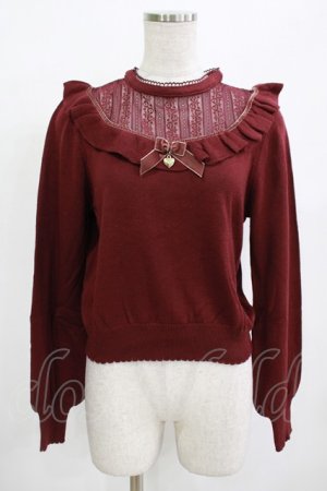 画像: Amavel / レース切替ニットプルオーバー Free ボルドー H-25-12-12-1066-CA-TO-NS-ZH