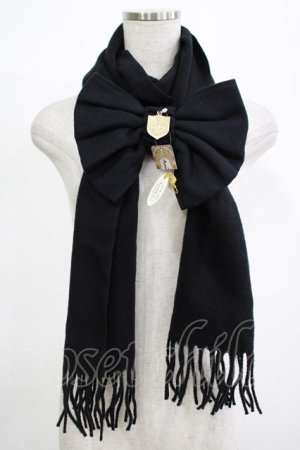 画像: Amavel / プレート付きリボンストール  ブラック H-25-12-12-1074-CA-ZA-NS-ZH