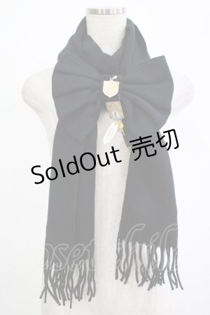 画像: Amavel / プレート付きリボンストール  ブラック H-25-12-12-1074-CA-ZA-NS-ZH