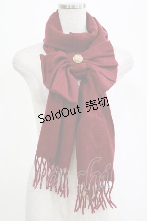 画像1: Amavel / 金ボタンリボンストール  ボルドー H-25-12-12-1075-CA-ZA-NS-ZH (1)