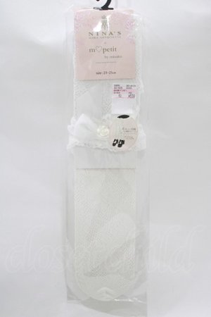 画像: m petit by misako / AMOVKNIバラリボン 23-25cm ホワイト H-25-12-12-1077-LO-ZA-NS-ZH