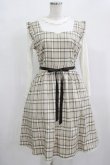 画像1: axes femme POETIQUE / チェック×カットソー切替ワンピース M ベージュ H-25-12-12-1023-AX-OP-NS-ZH (1)