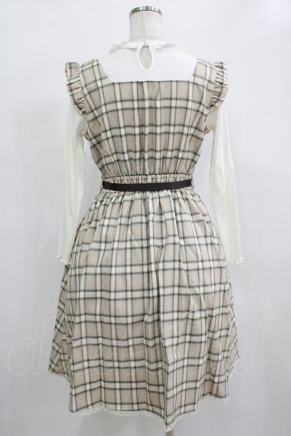 画像3: axes femme POETIQUE / チェック×カットソー切替ワンピース M ベージュ H-25-12-12-1023-AX-OP-NS-ZH (3)