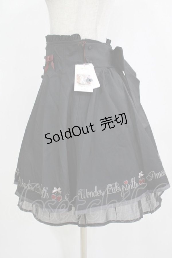 画像2: Amavel / Cherry Ribbonスカート Free ブラック H-25-12-12-1027-CA-SK-NS-ZH (2)