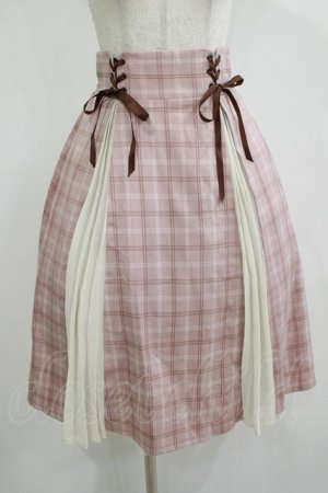 画像: axes femme POETIQUE / レースアッププリーツ切替スカート M ピンク H-25-12-12-1028-AX-SK-NS-ZH