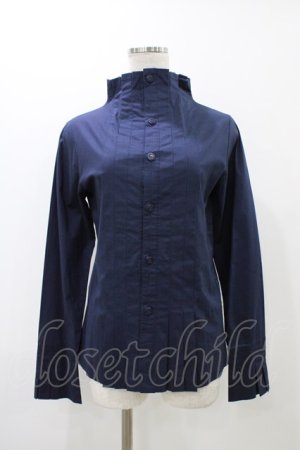 画像: Moi-meme-Moitie / プリーツストレッチブラウス  ブルー H-25-12-12-022-MO-BL-KB-ZH