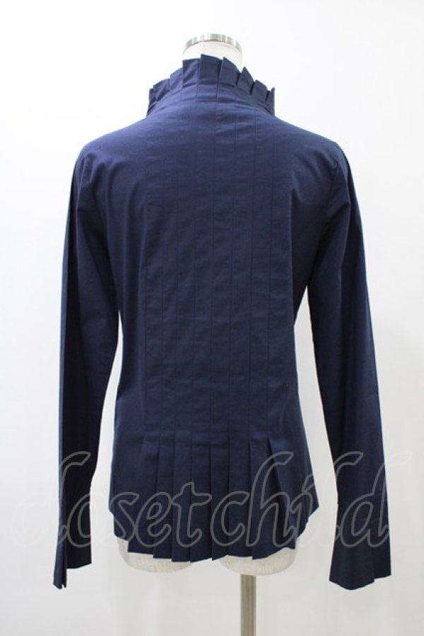 画像2: Moi-meme-Moitie / プリーツストレッチブラウス  ブルー H-25-12-12-022-MO-BL-KB-ZH (2)