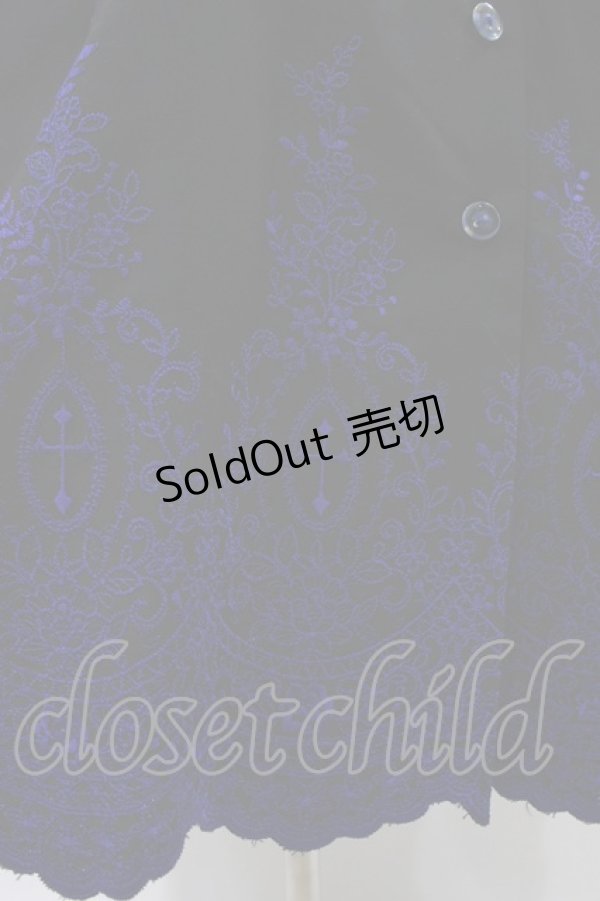 画像5: Moi-meme-Moitie / Rose Garden刺繍サンドレス 9号 黒×青 H-25-12-12-026-MO-OP-KB-ZH (5)