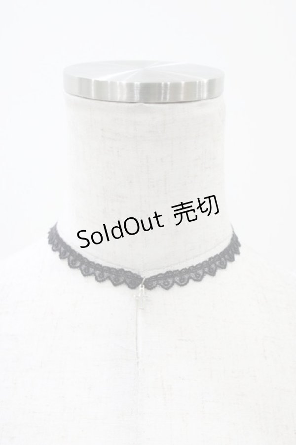 画像1: MILK / クロスチャームレースチョーカー  ブラック H-25-12-12-004-ML-AC-KB-ZH (1)