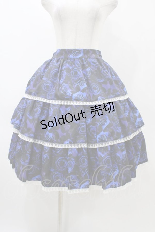 画像1: Moi-meme-Moitie / 青薔薇3段ティアードスカート  ブルー H-25-12-12-027-MO-SK-KB-ZH (1)