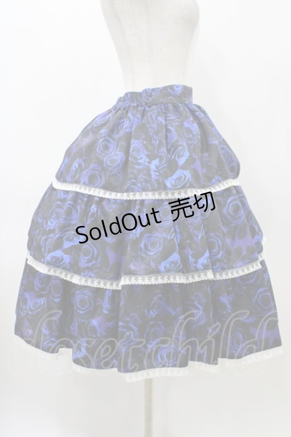 画像3: Moi-meme-Moitie / 青薔薇3段ティアードスカート  ブルー H-25-12-12-027-MO-SK-KB-ZH (3)