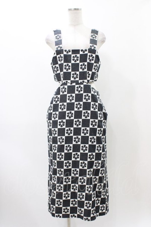 画像1: Candy Stripper / FLOWER CHECKEDワンピース  ブラック H-25-12-12-030-PU-OP-KB-ZH (1)