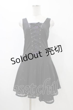 画像: h.Jelly HONEY / フロント編上ワンピース  黒×紫 H-25-12-12-031-HN-OP-KB-ZH