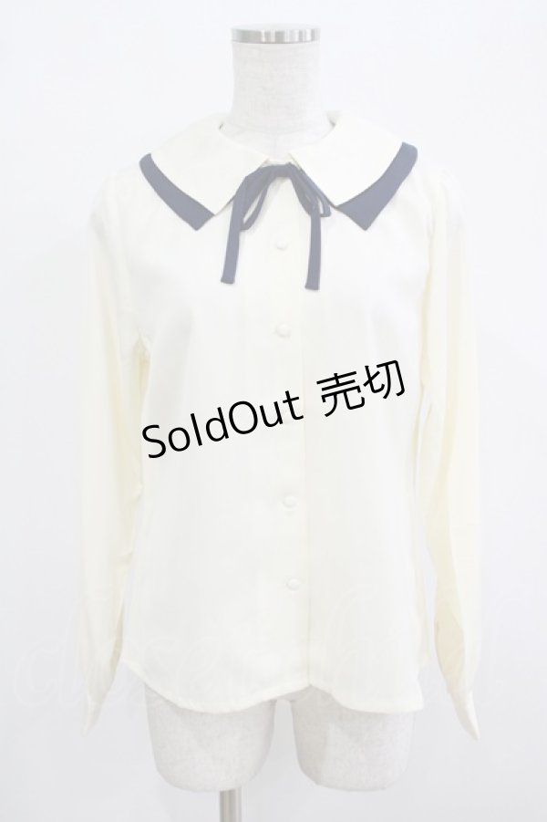画像1: Fi.n.t / ダブル衿配色タイ付きブラウス Free OFF WHITE H-25-12-13-1036-CA-BL-NS-ZH (1)
