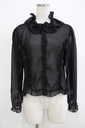 画像: metamorphose / シフォンフリルブラウス Free ブラック H-25-12-13-1044-ME-BL-NS-ZH