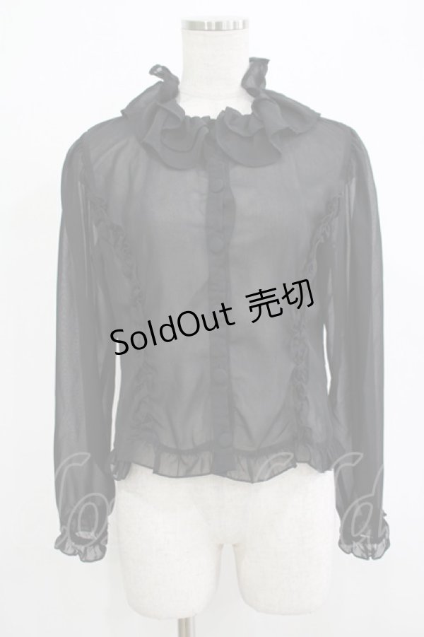 画像1: metamorphose / シフォンフリルブラウス Free ブラック H-25-12-13-1044-ME-BL-NS-ZH (1)