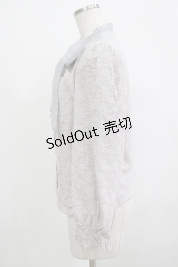 画像2: evelyn / ボウタイレーストップス Free アイスグレー H-25-12-13-1045-LO-TO-NS-ZH (2)