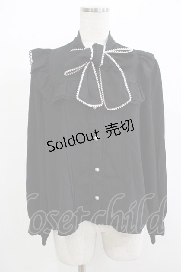 画像1: Ank Rouge / パールリボンタイブラウス M ブラック H-25-12-13-1048-CA-BL-NS-ZH (1)