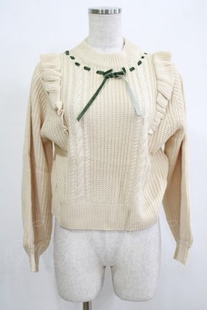 画像: Fi.n.t / はしごリボンケーブルニットプルオーバー Free L/BEIGE H-25-12-13-1051-CA-TO-NS-ZH