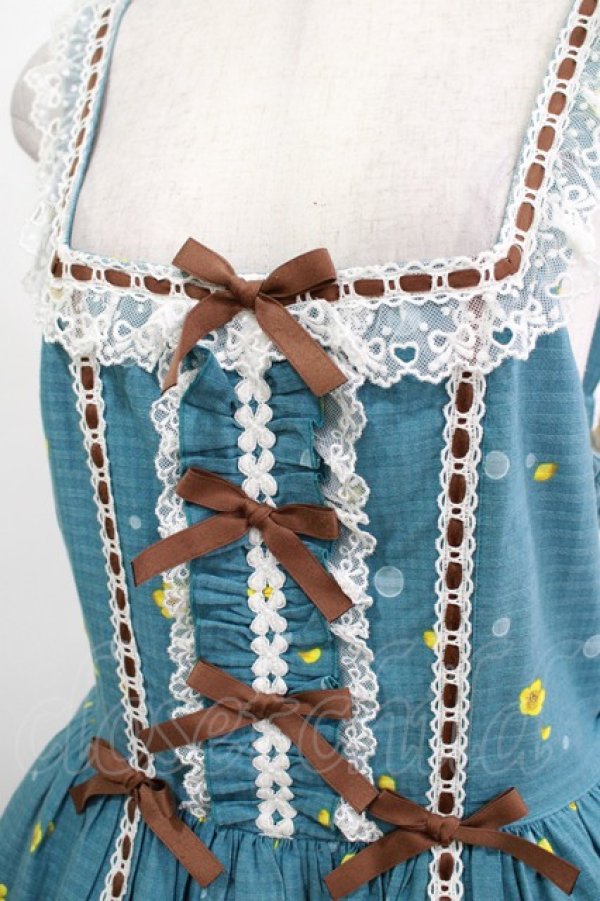 画像5: metamorphose / 【プラスサイズ】Dreamy Little Farm はしごレースフリルジャンパースカート プラスサイズ グリーン H-25-12-13-1004-ME-OP-NS-ZH (5)