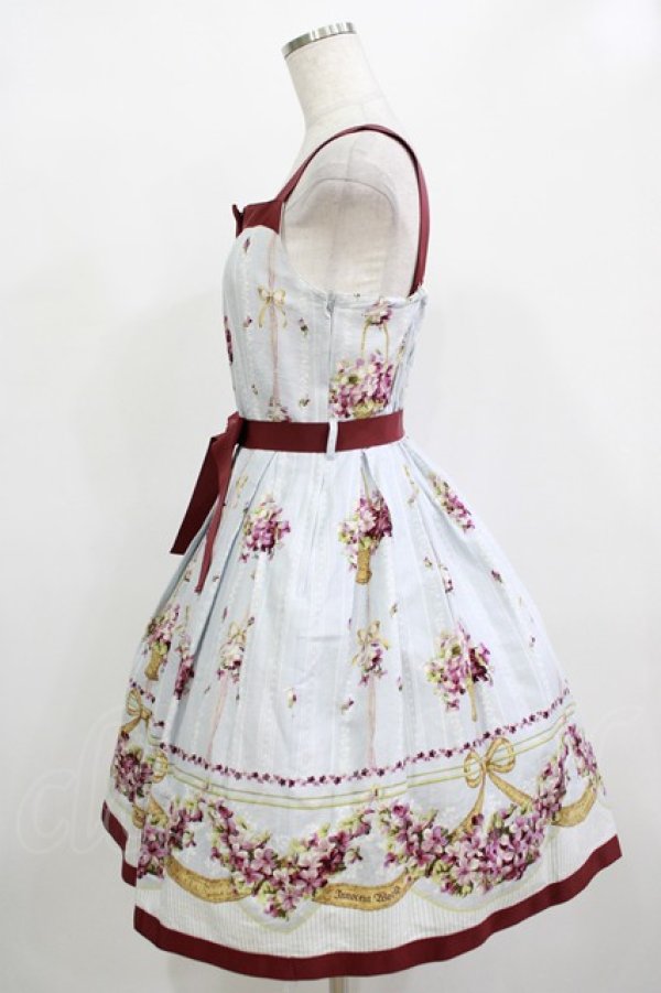 画像2: Innocent World / 邸宅のすみれグログランリボンジャンパースカート M サックス H-25-12-13-1005-IW-OP-NS-ZH (2)