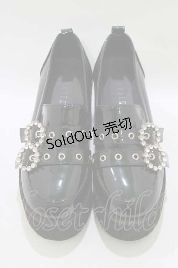 画像1: Bubbles / ダブルベルトローファー 36/22.5cm〜23.0cm ブラック/エナメル H-25-12-13-1078-CA-SH-NS-ZH (1)