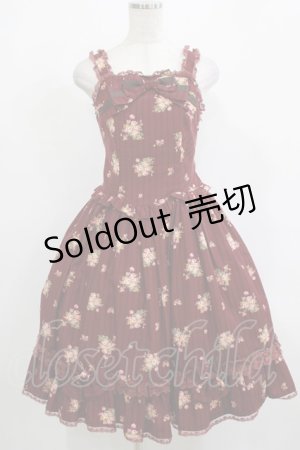 画像: Innocent World / ブーケストライプリボンジャンパースカート Free ボルドー H-25-12-13-1008-IW-OP-NS-ZH